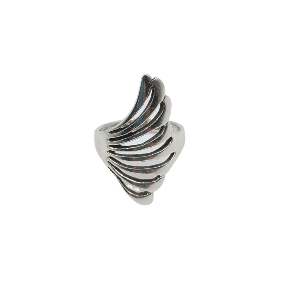 Sterling Silver Swirl Fan Ring Size 5.5 Vtg MCM Modernist Wing Estate 925 4.2 g